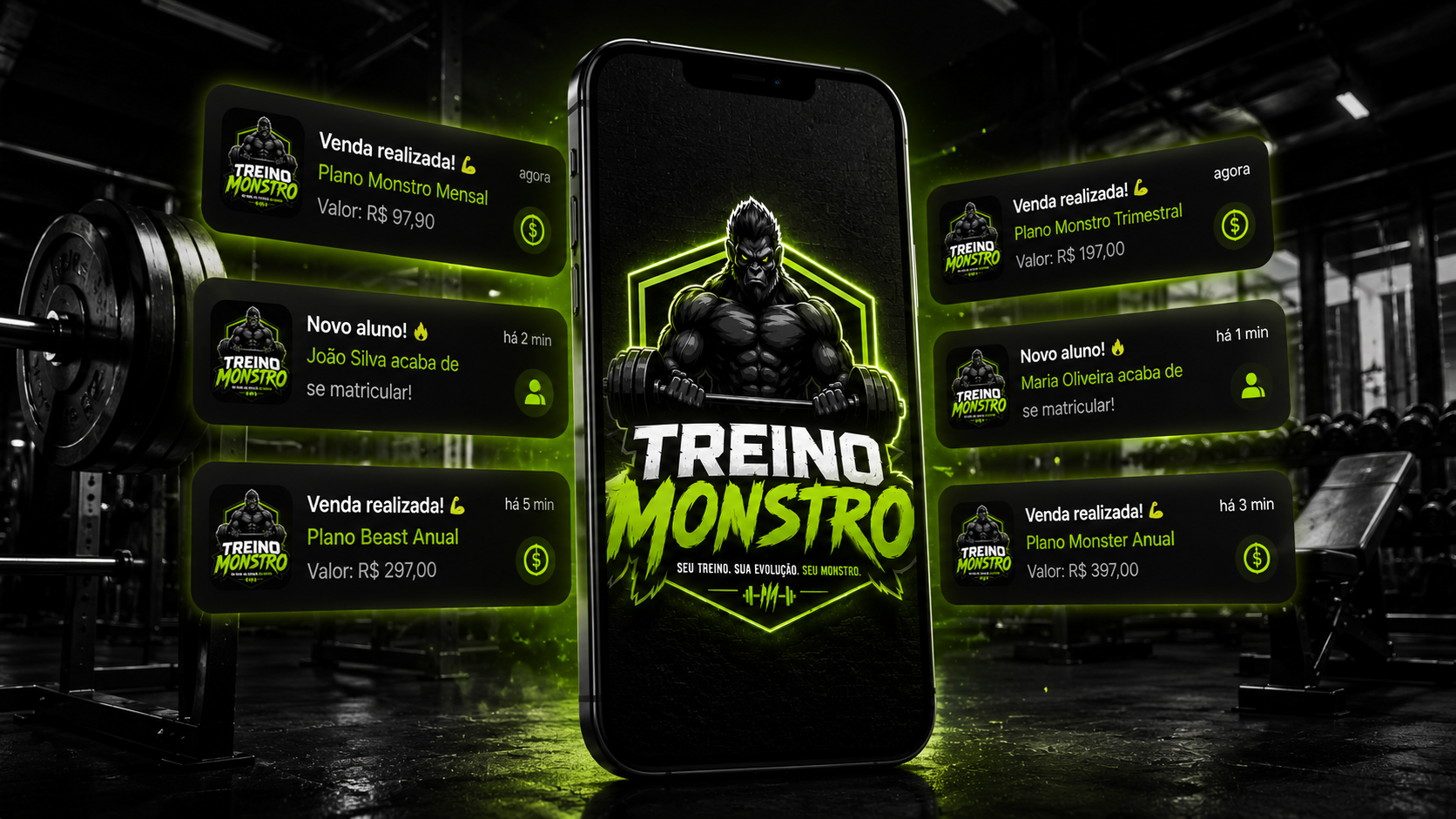 Treino Monstro com visualização da plataforma para personal trainers